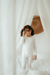 Organic Bamboo Spandex Pajama Set- White